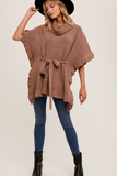 Turtle Neck Ruffled Sweater Poncho