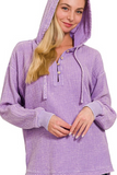 Washed Double Gauze Button Closure Hoodie