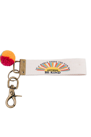 Words to Live By Canvas Keychain (Be Kind)