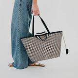 Woven Tiffany Organizer Tote Bag: Black