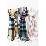 Wool Plaid Cashmere Scarf With Tassel: BLACK / ONE