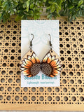 Sunflower Water Color Hand Painted Wood Earrings