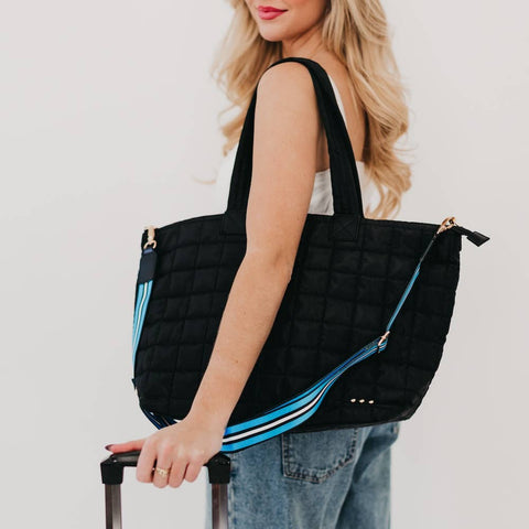 Day Dreamer Quilted Tote Bag: Black