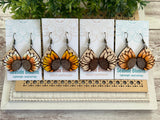 Sunflower Water Color Hand Painted Wood Earrings