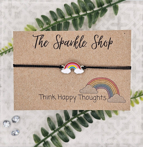 "Think Happy Thoughts" Rainbow Charm Bracelet