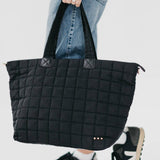 Day Dreamer Quilted Tote Bag: Black