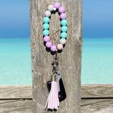 Silicone Beaded Bracelet Keychain - Lilac Fields