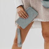 Cove Double Zip Nylon Wristlet Wallet: Gray