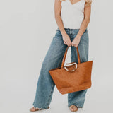Woven Tiffany Organizer Tote Bag: Black