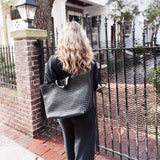 Woven Tiffany Organizer Tote Bag: Black