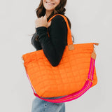 Day Dreamer Quilted Tote Bag: Black