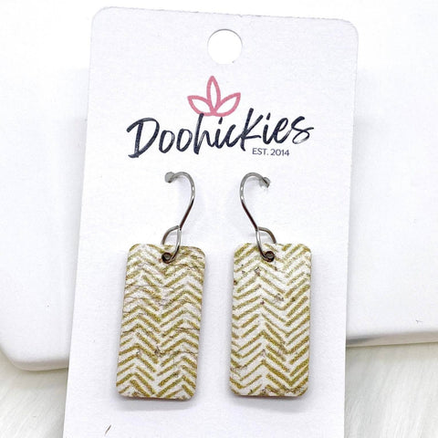 1.5" Sand Chevron Bentley Cork Bars -Earrings