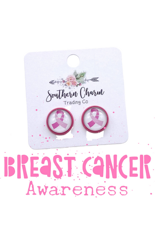 12mm Breast Cancer Awareness Earrings
