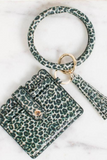 Card Holder With Key Ring Bangle & Tassel (Dark Leopard)