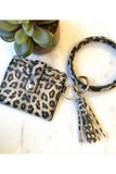 Card Holder With Key Ring Bangle & Tassel (Leopard)