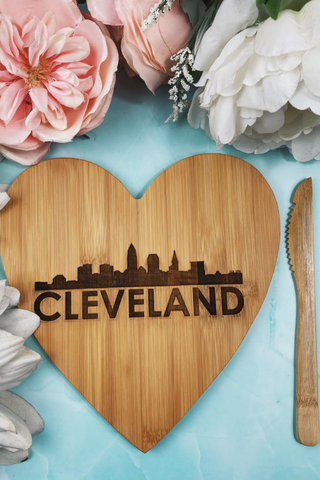 Cleveland Skyline Heart Cutting Board