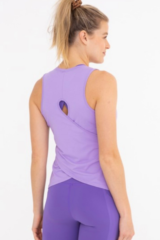 Cutout Back Slim Fit Active Tank Top (Purple)