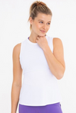 Cutout Back Slim Fit Active Tank Top (White)