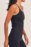 Floral Mesh Cross Back Active Top (Black)