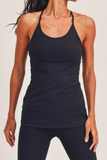 Floral Mesh Cross Back Active Top (Black)