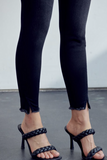 High Rise Hem Detail Ankle Skinny
