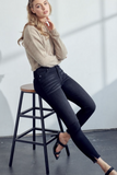 High Rise Hem Detail Ankle Skinny
