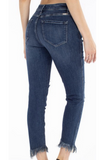 KanCan High Rise Frayed Ankle Skinny Jeans (Dark)