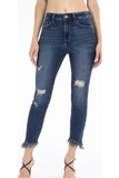 KanCan High Rise Frayed Ankle Skinny Jeans (Dark)