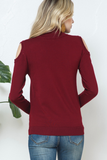 Knit Cold Shoulder Sweater (Burgundy)