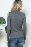 Knit Cold Shoulder Sweater (Charcoal)