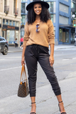 Leather-Like Joggers (Black)