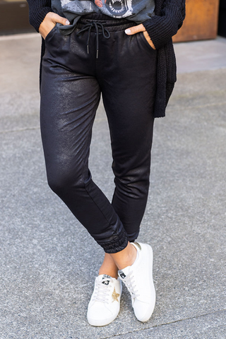 Leather-Like Joggers (Black)