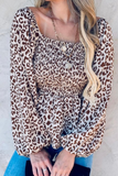 Leopard Balloon Sleeve Off Shoulder Top