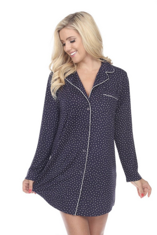 Long Sleeve Nightgown (Navy)