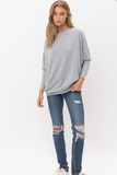Long Sleeve Off Shoulder Top (Grey)