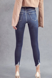 Mid Rise Raw Edge Ankle Skinny (Dark) 