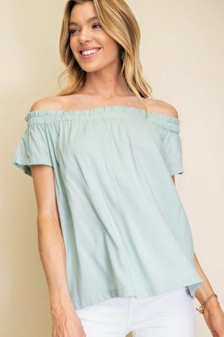 Off Shoulder Ruffle Top (Mint)
