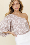One Shoulder Balloon Sleeve Top front