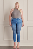 Plus Size, High Rise Slim Straight Jeans (Medium)