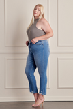 Plus Size, High Rise Slim Straight Jeans (Medium)