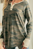 Plus Size, Long Sleeve Camo Tunic Top