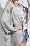 Plus Size, Long Sleeve Cardigan (Grey)