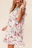 Plus Size, Rayon Crinkle Floral Print Dress (Grey/Blush)