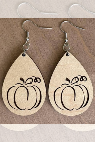 Pumpkin Drop Earrings (Light Wood)