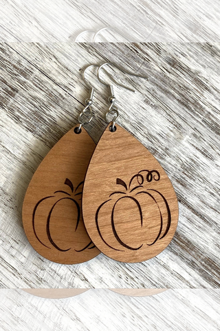 Pumpkin Drop Earrings (Wood)