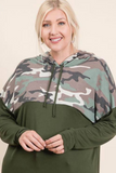 plus size camo hoodie top