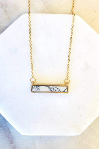 Stone Bar Necklace (White)