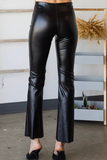 Straight Fit Pants with Front Slit (Black)
