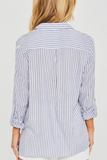 Striped Button Down Blouse (Blue)