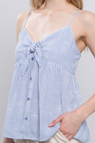 Striped Button Down Cami (Blue)